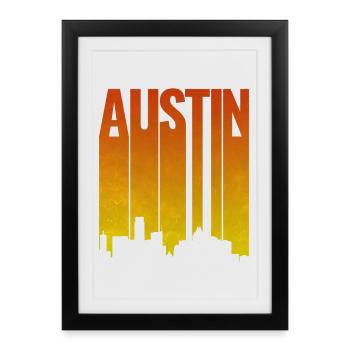 Lumière du soir Austin Skyline - Affiche encadrée (27 × 37 cm) - noir - Devant
