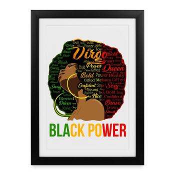 Portrait du Nuage de mots d’Afro Power - Affiche encadrée (27 × 37 cm) - noir - Devant