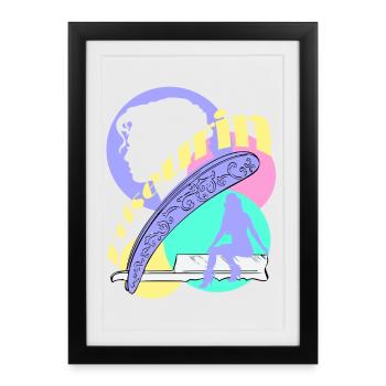 Coiffeur Rasoir Femme Tête Silhuoette - Affiche encadrée (27 × 37 cm) - noir - Devant