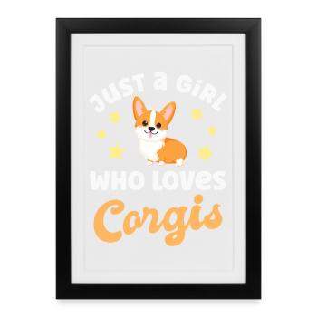 Chien Corgi - Affiche encadrée (27 × 37 cm) - noir - Devant