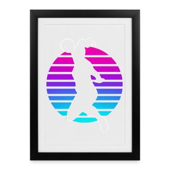 Handball Handball Joueur de handball féminin - Affiche encadrée (27 × 37 cm) - noir - Devant