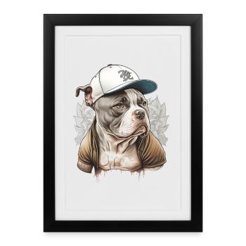 Bulldog Street avec Casquette - Affiche encadrée (27 × 37 cm) - noir - Devant