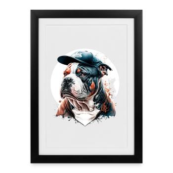 Bullmastiff urbain casquette - Affiche encadrée (27 × 37 cm) - noir - Devant