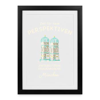 Munich Frauenkirche twin towers, observation tower - Framed poster (27 × 37 cm) - black - Front