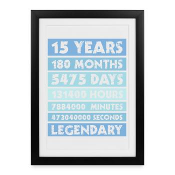 15 ans légendaire - Anniversaire - Entreprise - Anniversaire - Affiche encadrée (27 × 37 cm) - noir - Devant