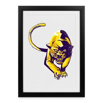 Panthère dorée - Affiche encadrée (27 × 37 cm) - noir - Devant