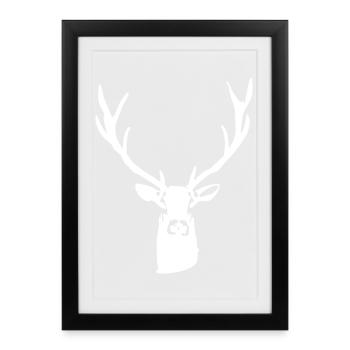 cerf noble - Affiche encadrée (27 × 37 cm) - noir - Devant