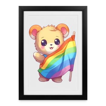 L’amour est une nécessité pour l’ours - Affiche encadrée (27 × 37 cm) - noir - Devant