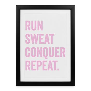 Run. Sweat. Conquer. Repeat. - Framed poster (27 × 37 cm) - black - Front