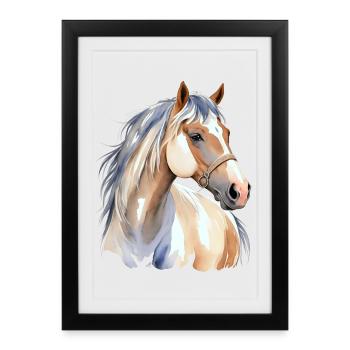 Cheval de peinture - Affiche encadrée (27 × 37 cm) - noir - Devant