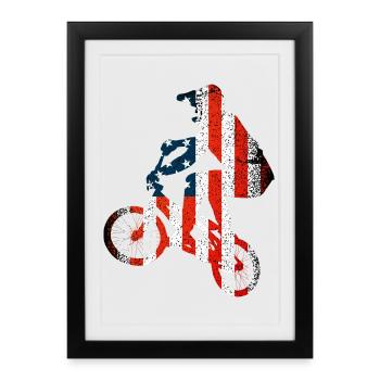 Silhouette de motard Stars and Stripes - Affiche encadrée (27 × 37 cm) - noir - Devant