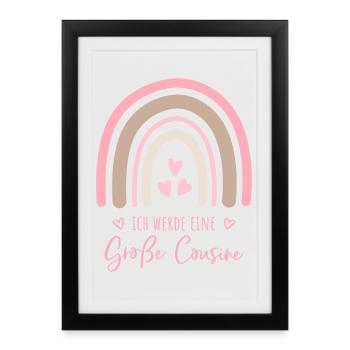 Ich werde eine große Cousine Boho Regenbogen - Gerahmtes Poster (27 × 37 cm) - Schwarz - Vorne