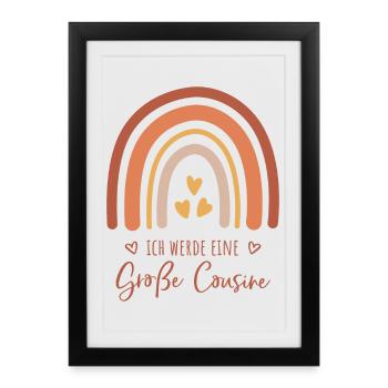 Ich werde eine große Cousine / Boho Regenbogen - Gerahmtes Poster (27 × 37 cm) - Schwarz - Vorne