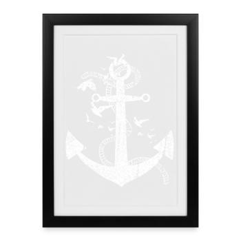 Conception maritime à ancre en difficulté - Affiche encadrée (27 × 37 cm) - noir - Devant