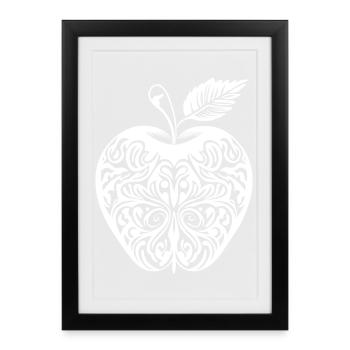 Pomme Tribal Ornement Nature Style Automne - Affiche encadrée (27 × 37 cm) - noir - Devant