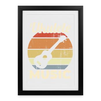 Musique Ukulélé Vintage - Affiche encadrée (27 × 37 cm) - noir - Devant