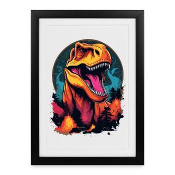 Tyrannosaure Rex - Affiche encadrée (27 × 37 cm) - noir - Devant