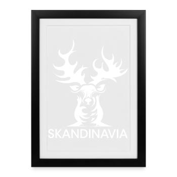 skandinavien schweden norwegen rentier elch hirsch - Gerahmtes Poster (27 × 37 cm) - Schwarz - Vorne