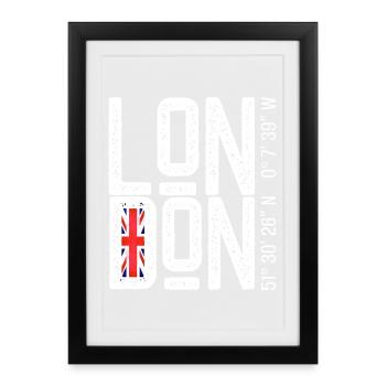 London Flag Distressed Typo - Framed poster (27 × 37 cm) - black - Front