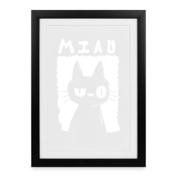Meow - Framed poster (27 × 37 cm) - black - Front