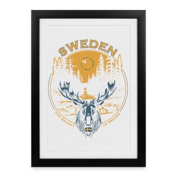Sweden - Moose - Nature - Framed poster (27 × 37 cm) - black - Front