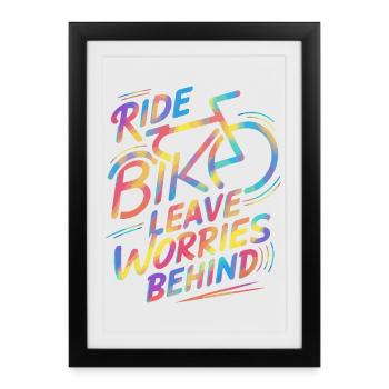 Conception vibrante de balade à vélo arc-en-ciel - Affiche encadrée (27 × 37 cm) - noir - Devant