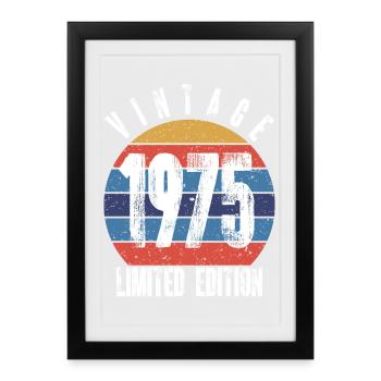 Design Année 1975 Vintage Rétro - Affiche encadrée (27 × 37 cm) - noir - Devant