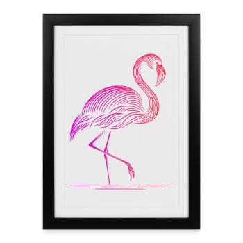 Cute flamingo drawing in minimalist art style - Framed poster (27 × 37 cm) - black - Front