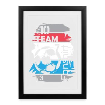 Illustration de ballon de collage de l’équipe de football des Pays-Bas - Affiche encadrée (27 × 37 cm) - noir - Devant