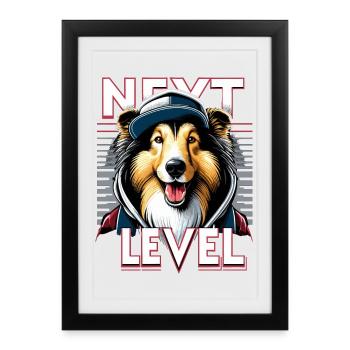 Collie Next Level Cool Hip Hop Dog Gift - Framed poster (27 × 37 cm) - black - Front