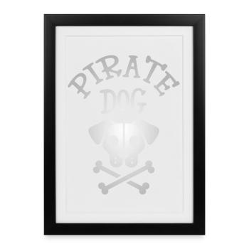 Tête de mort chien pirate - Affiche encadrée (27 × 37 cm) - noir - Devant