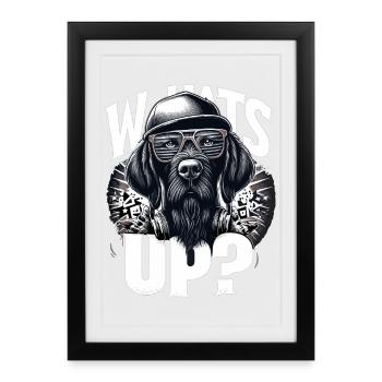 Gangster allemand à poil dur What’s Up Dog Gesche - Affiche encadrée (27 × 37 cm) - noir - Devant