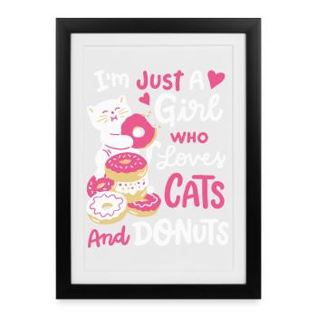 Donut und Katzenliebhaber - Gerahmtes Poster (27 × 37 cm) - Schwarz - Vorne