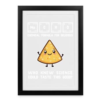 Formule chimique pour un design de délicieux nachos - Affiche encadrée (27 × 37 cm) - noir - Devant