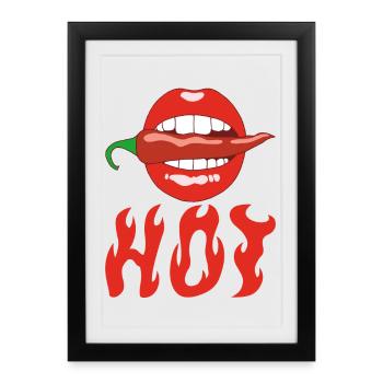 Eating chili pepper - Framed poster (27 × 37 cm) - black - Front