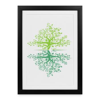 Arbre Réflexion Forêt Protection de la nature Logo extérieur - Affiche encadrée (27 × 37 cm) - noir - Devant