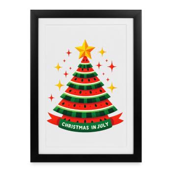 Célébrez Noël en juillet avec Watermelon Cheer ! - Affiche encadrée (27 × 37 cm) - noir - Devant
