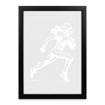 Footballeuse américaine - Affiche encadrée (27 × 37 cm) - noir - Devant