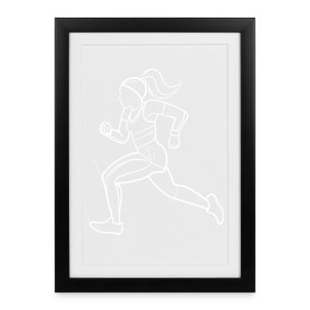 Dessin au trait du coureur - Affiche encadrée (27 × 37 cm) - noir - Devant