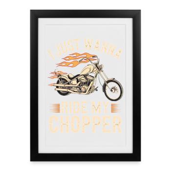 Moto Flaming Chopper - Affiche encadrée (27 × 37 cm) - noir - Devant
