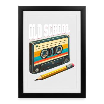 Cassette Old School Cassette Mixtape - Affiche encadrée (27 × 37 cm) - noir - Devant