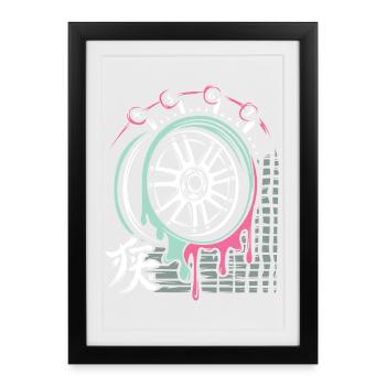 JDM Drift Rim – Tuning & Racing Art - Affiche encadrée (27 × 37 cm) - noir - Devant