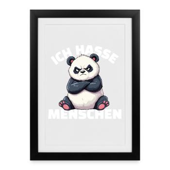Grumpy Panda Hates People Design - Framed poster (27 × 37 cm) - black - Front