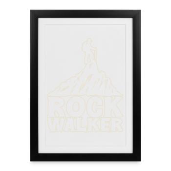 Marcheur de roche [Blanc] - Affiche encadrée (27 × 37 cm) - noir - Devant