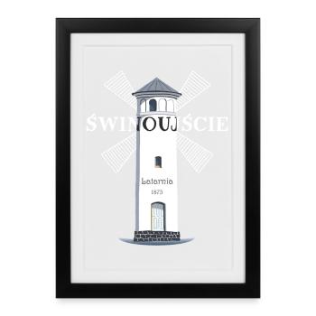 Świnoujście, Usedom Drawing Lighthouse, Poland - Framed poster (27 × 37 cm) - black - Front