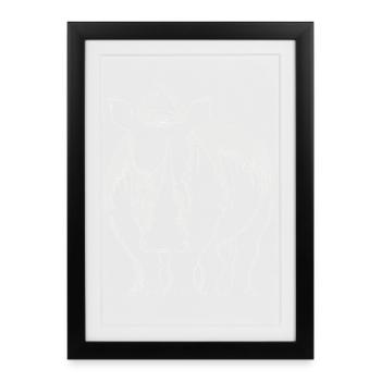 rhinocéros fort - Illustration de la faune - Affiche encadrée (27 × 37 cm) - noir - Devant