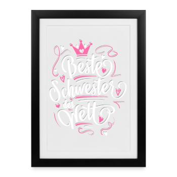 Meilleure soeur du monde - Drôle de cadeau - Affiche encadrée (27 × 37 cm) - noir - Devant