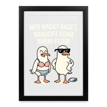 Nu Bain Bikini Figure Dire - Affiche encadrée (27 × 37 cm) - noir - Devant