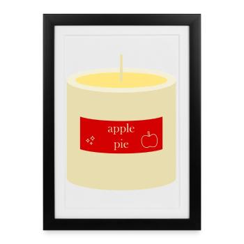 Bougie tarte aux pommes - Affiche encadrée (27 × 37 cm) - noir - Devant