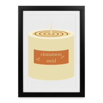 Bougie tourbillon de cannelle - Affiche encadrée (27 × 37 cm) - noir - Devant